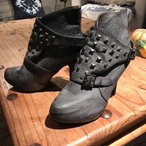 Grey studded booties